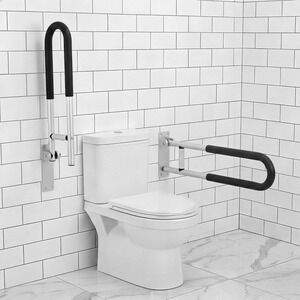 Zonon 2 Pack 23.6 in Flip Up Grab Bars Toilet Safety Rail Aluminum‎ Elderly